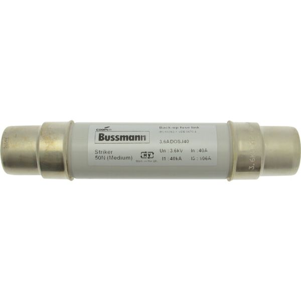 Fuse-link, medium voltage, 120 A, AC 36 kV, 76 x 170 x 565 mm, DIN, with striker, triple barrel image 1