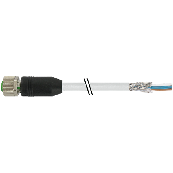 M12 fem. 0° A-cod. with cable PUR 5x0.34 shielded gy+drag-ch 7m image 1