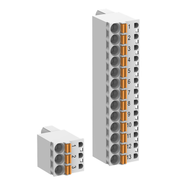 Terminal block set. for PM5012. Spring front / cable front. 1 Power supply and 1 I/O connector (TA5211-TSPF-B) image 1