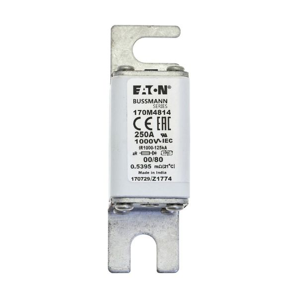 Fuse-link, high speed, 250 A, AC 1000 V, DIN 00, aR, DIN, IEC, single indicator, live gripping lugs image 18