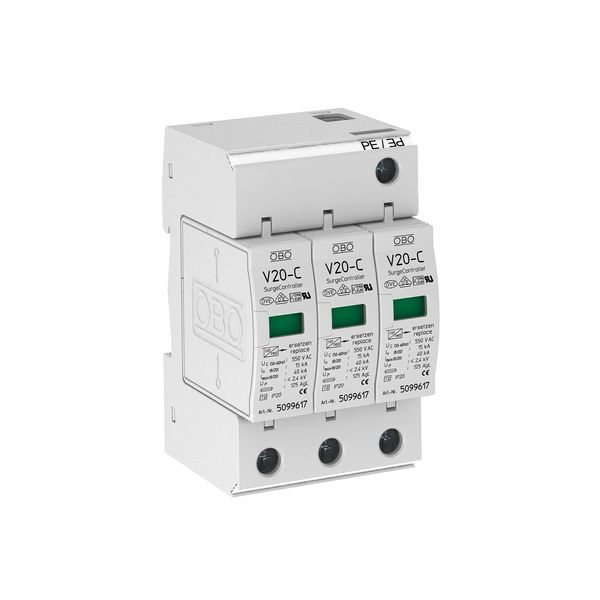 V20-C 3-550  Surge arrester, type 2, 3P, 40kA(8/20), 550V image 1