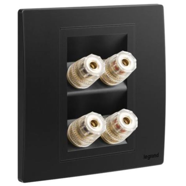 Mallia Senses 2 gang single loudspeaker socket outlet - Matt Black image 1