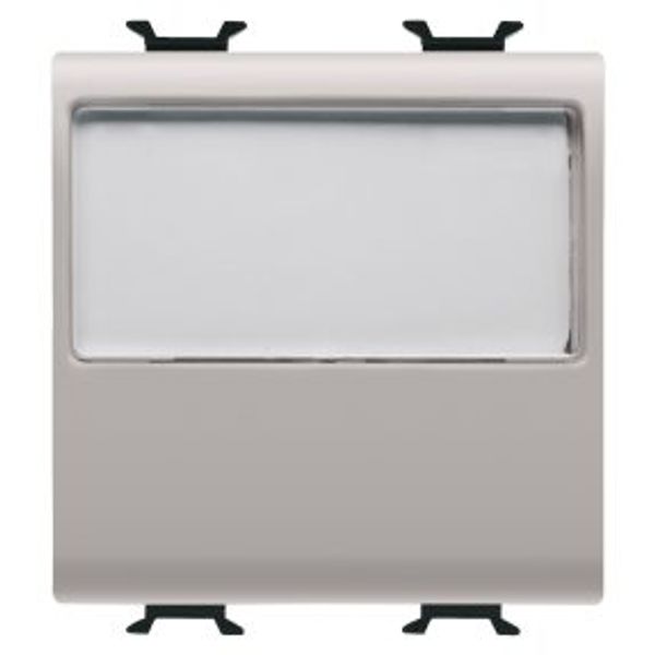 PUSH-BUTTON WITH ILLUMINATED NAME PLATE 250V ac - NO 10A - 2 MODULES - NATURAL SATIN BEIGE - CHORUSMART image 1