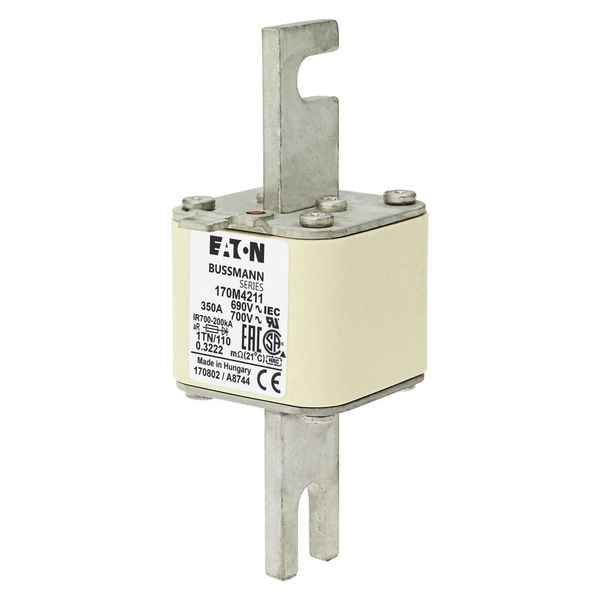 Fuse-link, high speed, 350 A, AC 690 V, DIN 1, 53 x 66 x 138 mm, aR, DIN, IEC, type T indicator image 4