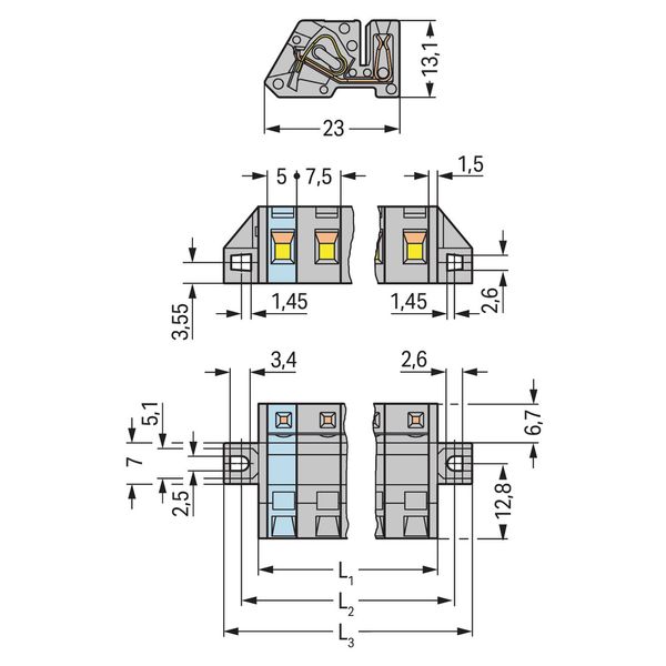 1-conductor female connector, angled CAGE CLAMP® 2.5 mm² gray image 2