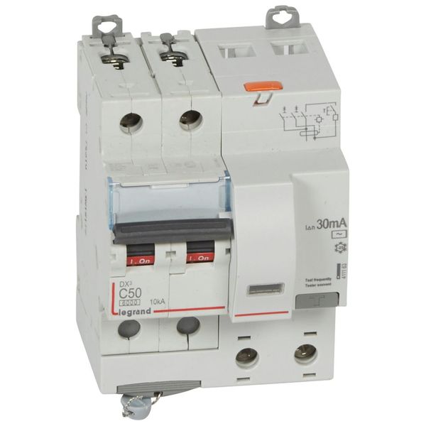 RCBO - DX³ 6000 -10 kA -2P-230 V~ -50 A -30 mA -AC type image 1