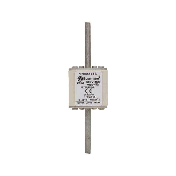 Fuse-link, high speed, 250 A, AC 690 V, compact size 1, 45 x 45 x 148 mm, aR, IEC, UL image 4