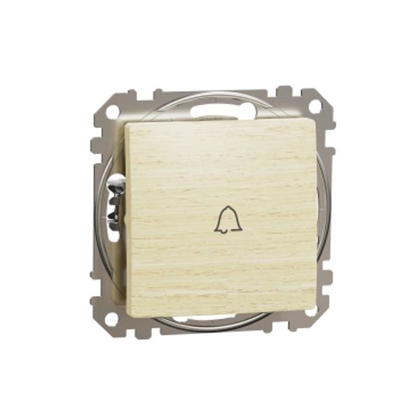 Sedna Design & Elements, 1-way Push-Button 10A Bell Symbol, professional, wood birch image 3