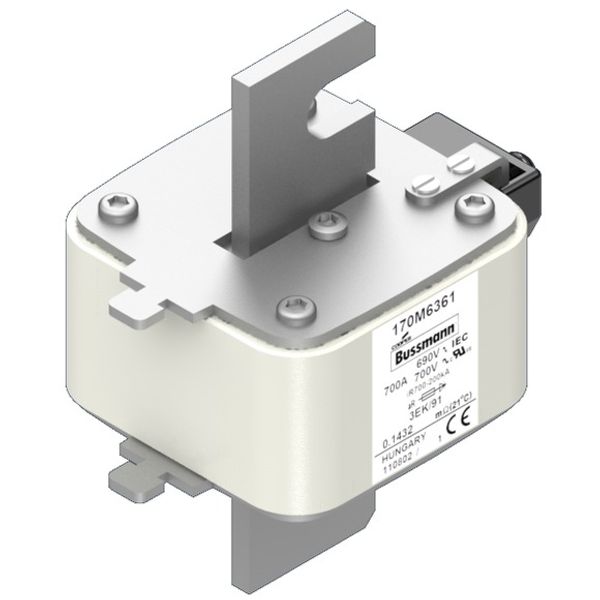 Fuse-link, high speed, 700 A, AC 690 V, size 3, 76 x 92 x 126 mm, aR, IEC, single indicator image 3