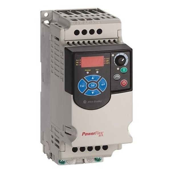 Allen-Bradley, 22F-A4P2N103, PowerFlex4M AC Drive, 240VAC, 1PH, 4.2 Amps, 0.75 kW, 1 HP, Frame Size A, IP20 (Open), LED Display, Fixed Digital Keypad, No CE Compliant Filter, No Brake Drive image 1