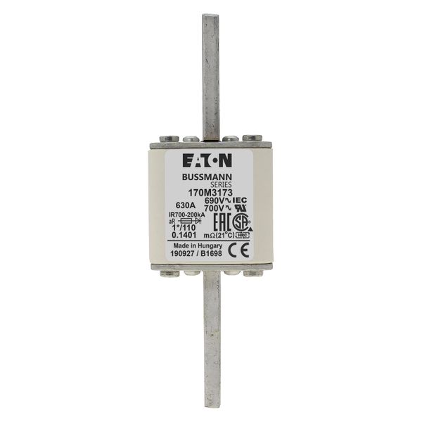 Fuse-link, high speed, 630 A, AC 690 V, compact size 1, 45 x 45 x 134 mm, aR, DIN, IEC, single indicator image 5