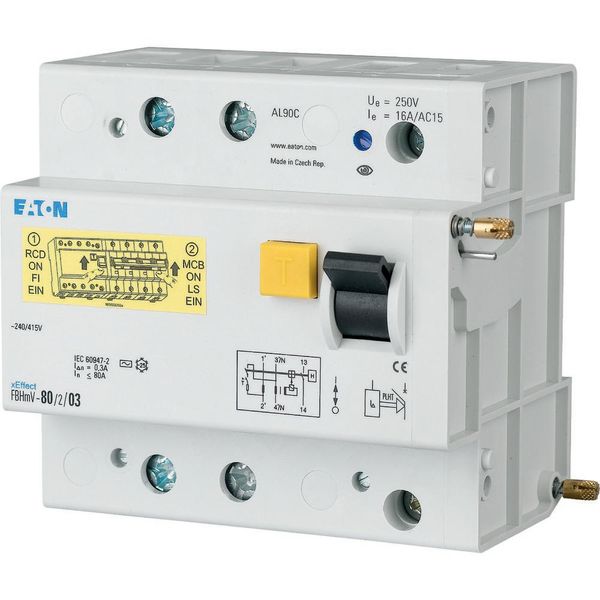 Residual-current circuit breaker trip block for AZ, 80A, 2p, 300mA, type A image 5