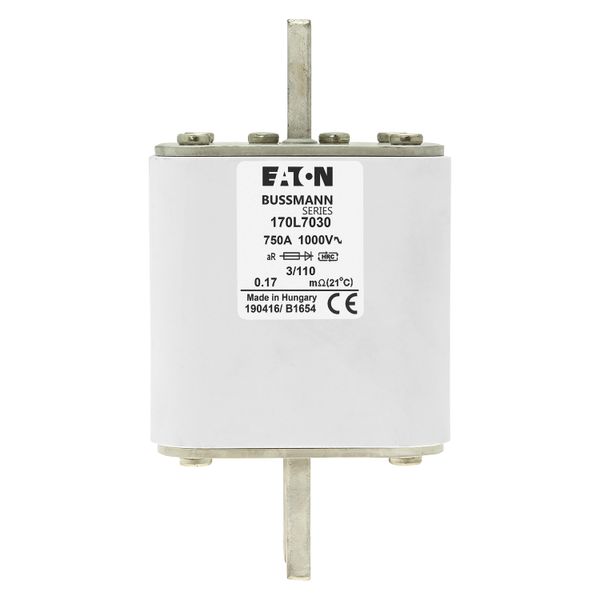 Fuse-link, high speed, 750 A, AC 1000 V, Size 3, 76 x 90 x 141 mm, aR, DIN, IEC, visual indicator image 8