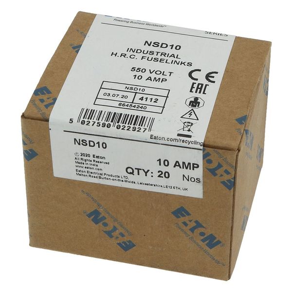 Fuse-link, LV, 10 A, AC 550 V, BS88/F1, 14 x 59 mm, gL/gG, BS image 13