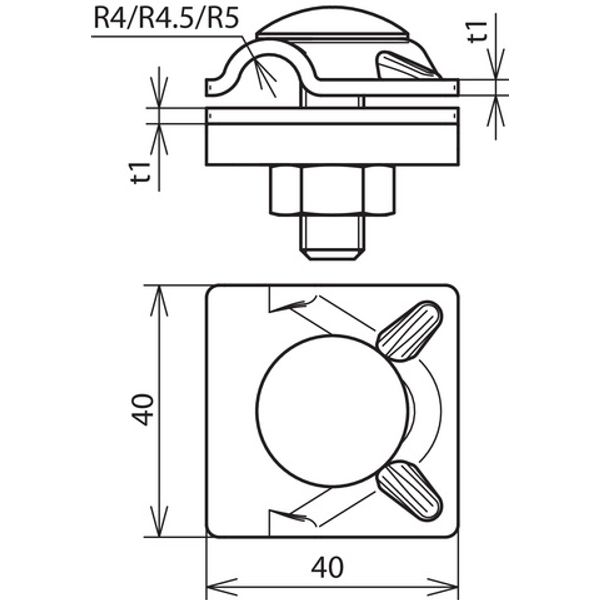 MV clamp St/tZn f. Rd 8-10mm w. truss head screw M10x35mm and nut image 2