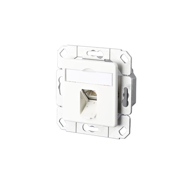 E-DAT C6A 1 port flush mounted trunking installation pure white image 1