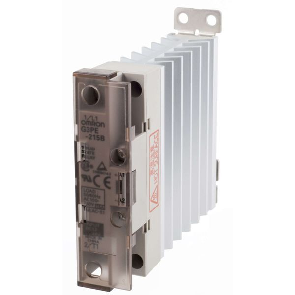 Solid-state relay, 1 phase, 15A 100-240Vac, with heat sink, DIN rail m image 1