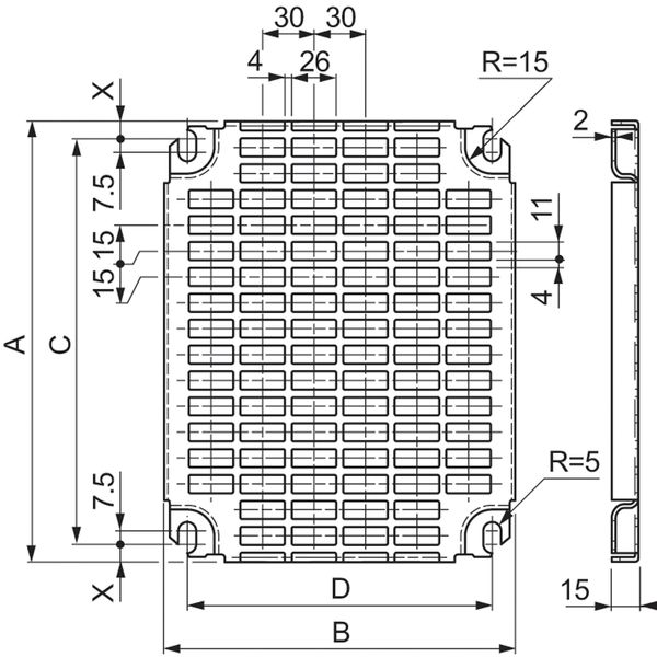 Monobloc perforated plates H500xW400mm with universal perforations 11x26mm image 1