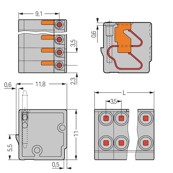 252-305 2-conductor female connector; push-button; PUSH WIRE® image 4