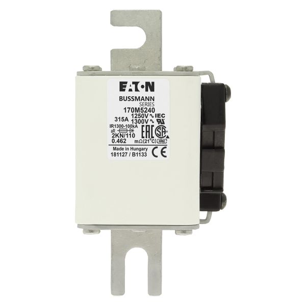 Fuse-link, high speed, 315 A, AC 1250 V, size 2, 61 x 77 x 138 mm, aR, DIN, IEC, single indicator image 7