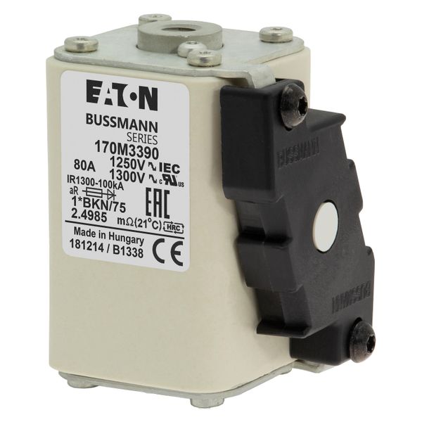 Fuse-link, high speed, 80 A, AC 1250 V, compact size 1, 45 x 59 x 75 mm, aR, IEC, UL, single indicator image 5