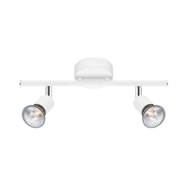 Matt White Metal LED GU10 2x10 Watt 230 Volt IP20 Bulb Excluded L: 31 W: 8 H: 10.9 cm Rotating & Adjustable image 1