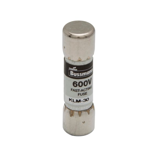 Eaton Bussmann series KLM fuse, 600 Vac, 600 Vdc, 7A, 100 kAIC at 600 Vac, 50 kAIC at 600 Vdc, Non Indicating, Fast acting, Melamine tube, Nickel-plated bronze endcap image 8