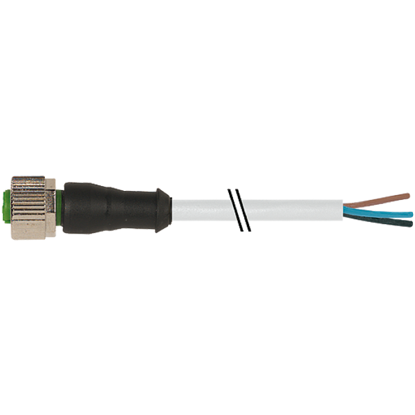 M12 female 0° A-cod. with cable PUR 4x0.34 gy UL/CSA+drag ch. 10m image 1