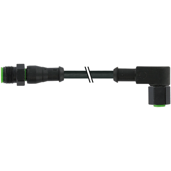 M12 male 0° / M12 female 90° A-cod. V4A FEP 5xAWG22 bk 3m image 1