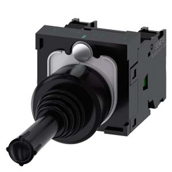 Coordinate switch, 22 mm, round, plastic, black, 2 switch positions, vertical, momentary contact type, without mechanical interlocking in O position,  3SU1100-7AD10-1NA0-Z Y19 image 1