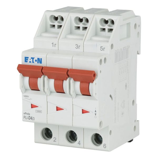 Miniature circuit breaker (MCB) with plug-in terminal, 4 A, 3p, characteristic: D image 2