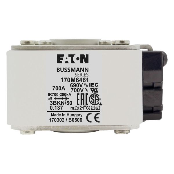 Fuse-link, high speed, 700 A, AC 690 V, size 3, aR, IEC, UL, type K indicator image 18