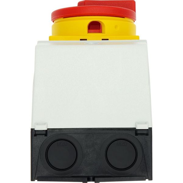 Main switch, T0, 20 A, surface mounting, 4 contact unit(s), 8-pole, Emergency switching off function, With red rotary handle and yellow locking ring, image 50