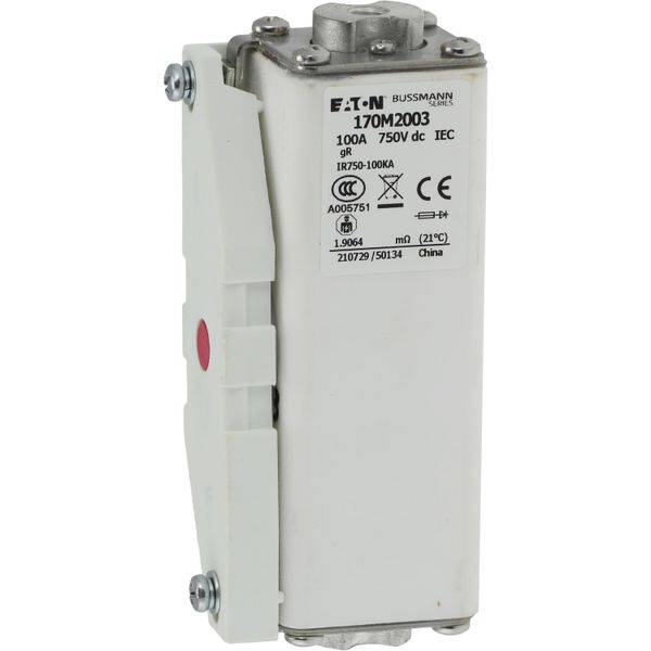 Fuse-link, high speed, 100 A, DC 750 V, compact size 1, 41 x 59 x 128 mm, aR, IEC, single indicator image 19