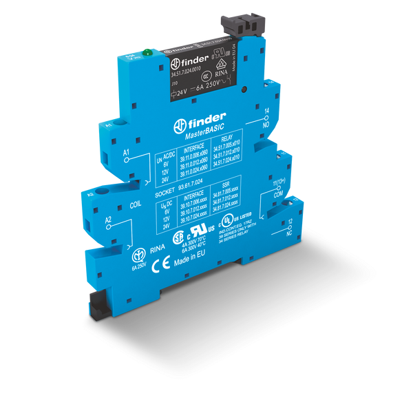 Rel. interface EMR MasterBASIC screwless 6,2mm.1CO 6A/6VUC, AgNi (39.11.0.006.0060) image 2