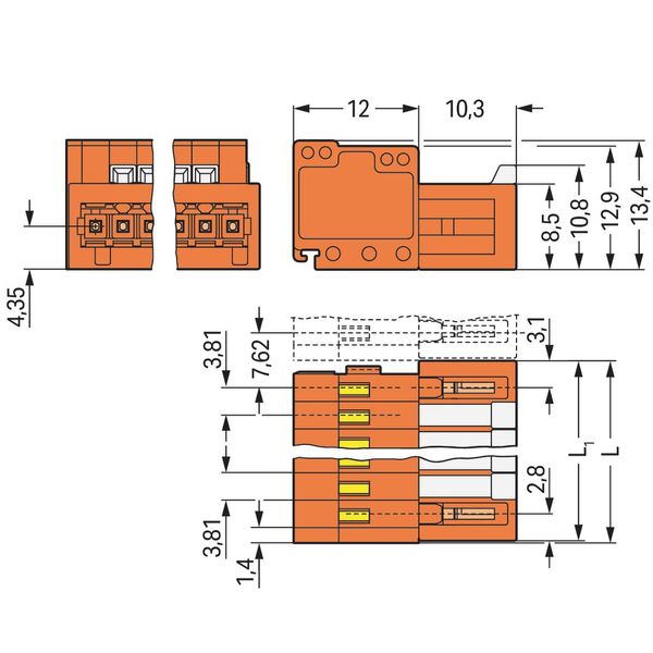 1-conductor male connector CAGE CLAMP® 1.5 mm² orange image 3