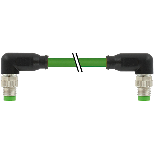 M8 male 90° / M8 male 90° A PUR 1x4xAWG26 shielded gn+dragch 2m image 1