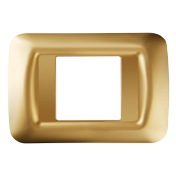 TOP SYSTEM PLATE - IN TECHNOPOLYMER GLOSS FINISH - 2 GANG - ANTIQUE GOLD - SYSTEM image 1