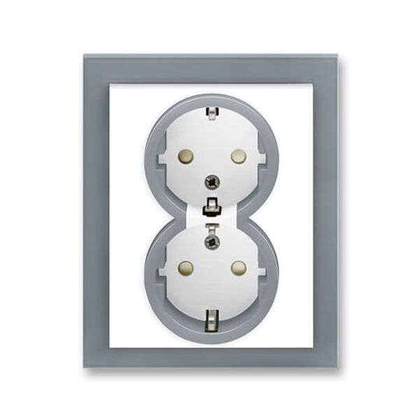 5512M-C03459 44 Double socket outlet with earthing contacts, shuttered image 1