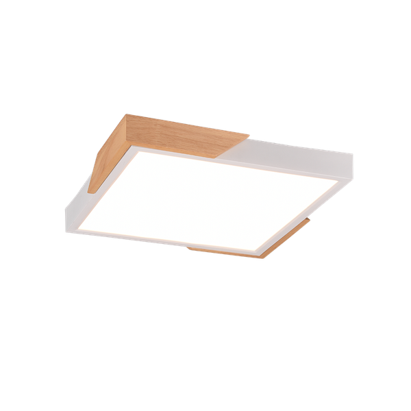 Meta LED ceiling lamp matt white/wood image 1