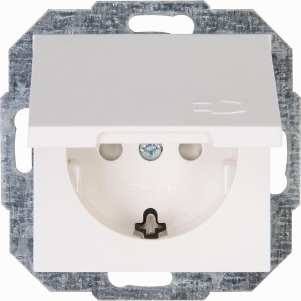 Earthed socket outlet with hinged lid an image 1