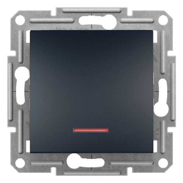 Asfora -1pole pushbutton with locator light, screwless terminals,wo frame,anthra image 2