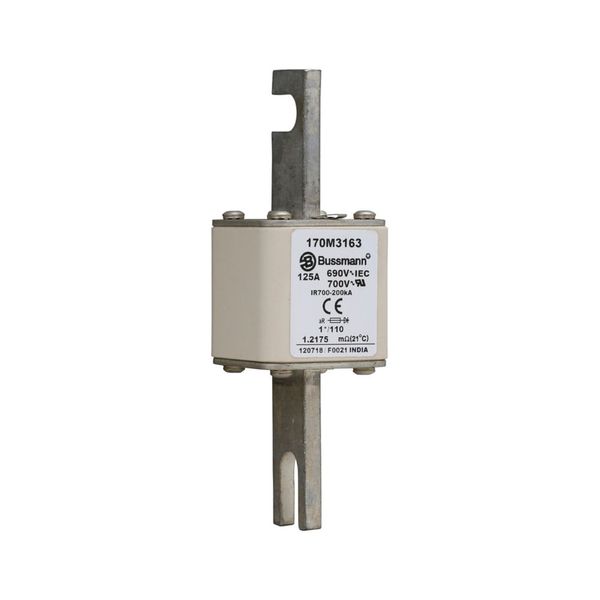 Fuse-link, high speed, 125 A, AC 690 V, compact size 1, 45 x 45 x 134 mm, aR, DIN, IEC, single indicator image 6