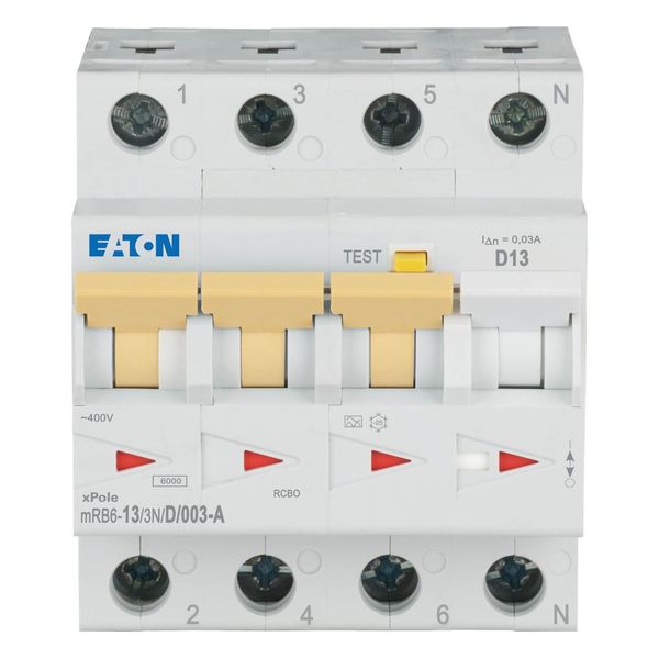 RCD/MCB combination, 13 A, 30 mA, MCB trip characteristic: D, 3p+N, RCD trip characteristic: A image 2