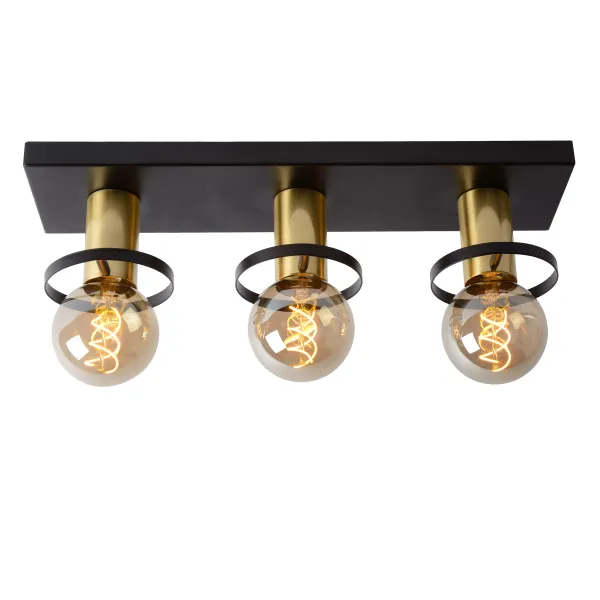 ANAKA Ceiling light 3x E27/60W Black/Satin Brass image 1