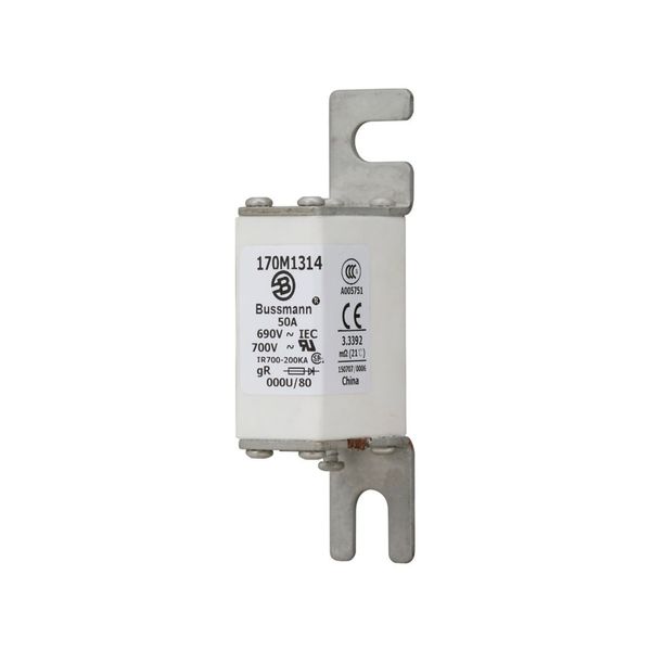 Fuse-link, high speed, 50 A, AC 690 V, DIN 000, 21 x 40 x 100 mm, gR, DIN, IEC image 9