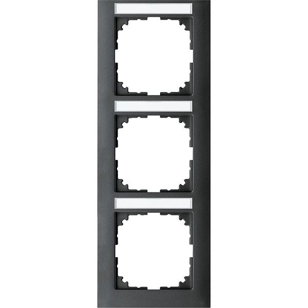 M-Pure frame, 3-fold with label holder, vertical installation, anthracite, image 1