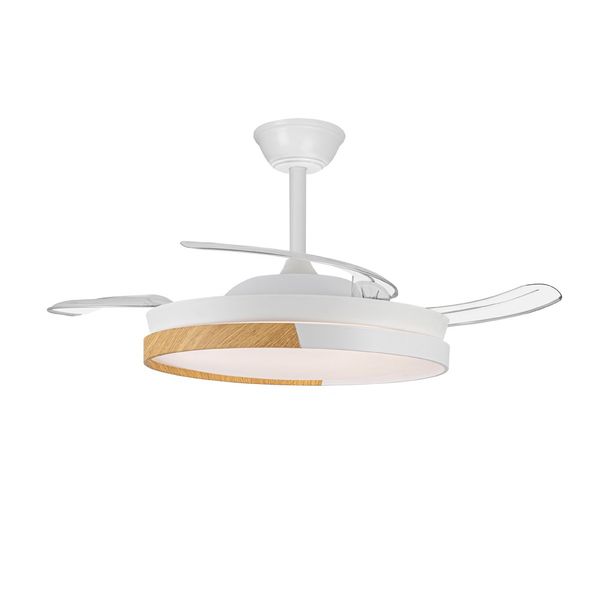 Ecoro White LED Ceiling Fan 45W 4400Lm CCT Folding Blades image 1