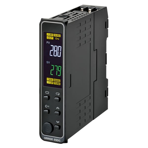 Temp. controller, PRO, DIN Rail 22,5mm, Uni. I/P,1 x Rel. OUT,2 AUX,No E5DC1000A image 3