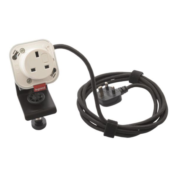 Incara Electr'On equipped with 1 BS socket 2.5m woven cord with plug and fixing accessory - white image 1